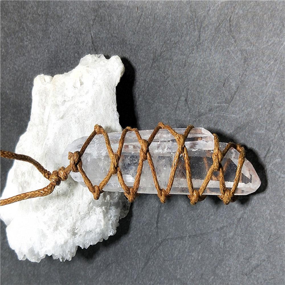 Natural White Crystal Point Pendant Necklace, Healing Stone
