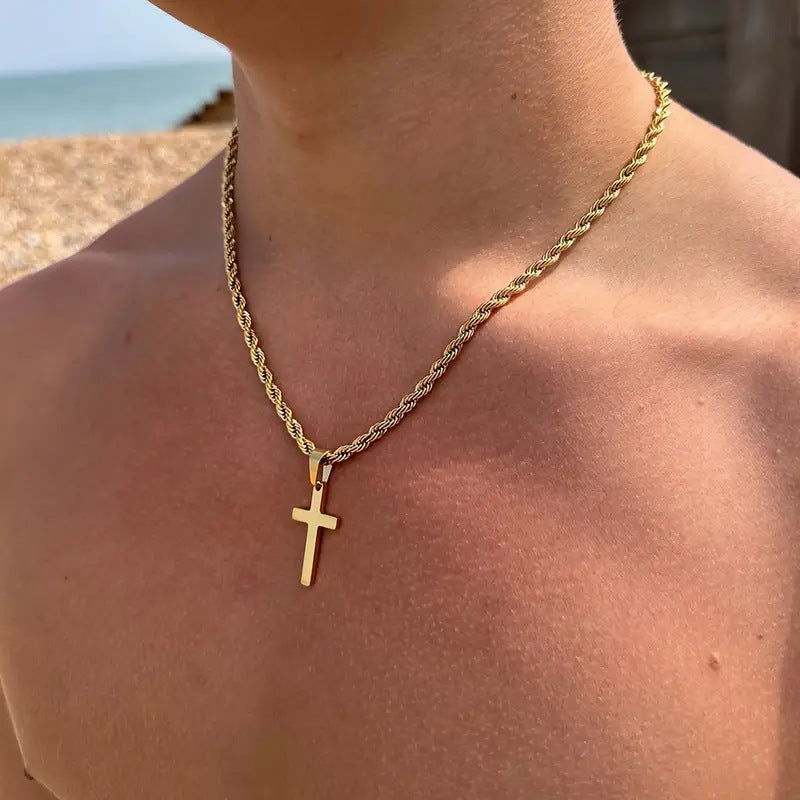 Cross Pendant Necklace – Hemp Chain