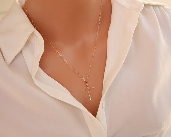 Stylish Cross Pendant Necklace in Gold and Silver