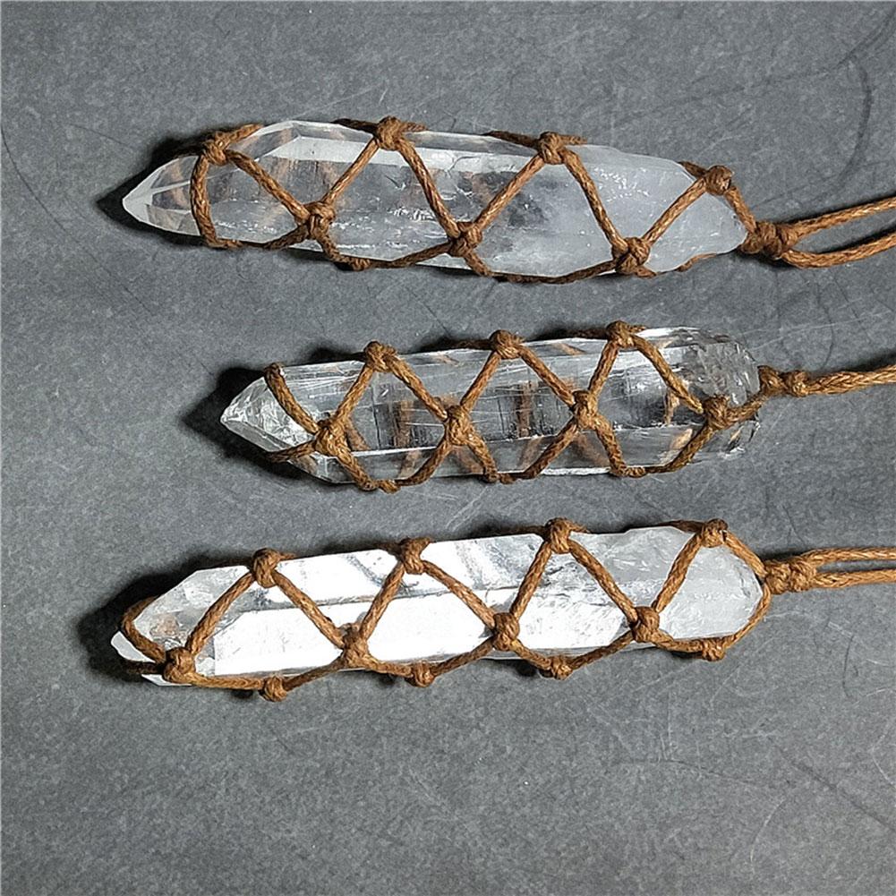 Natural White Crystal Point Pendant Necklace, Healing Stone