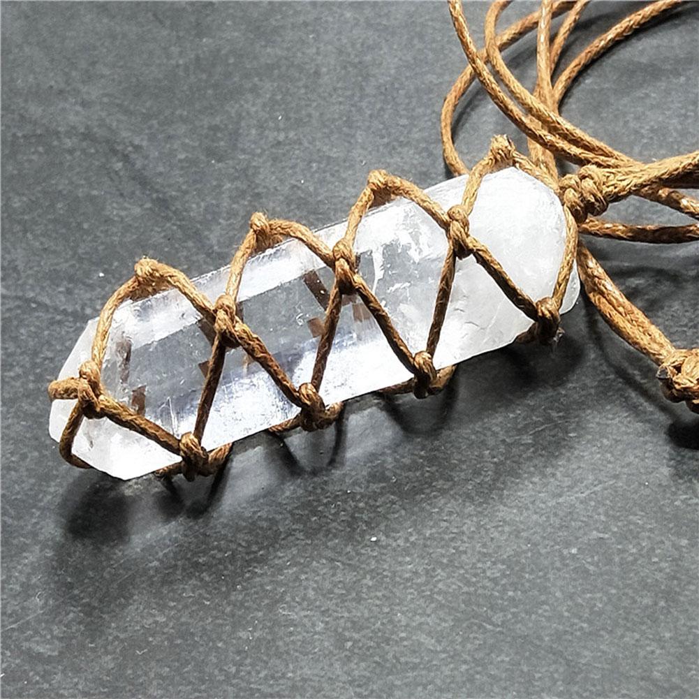 Natural White Crystal Point Pendant Necklace, Healing Stone
