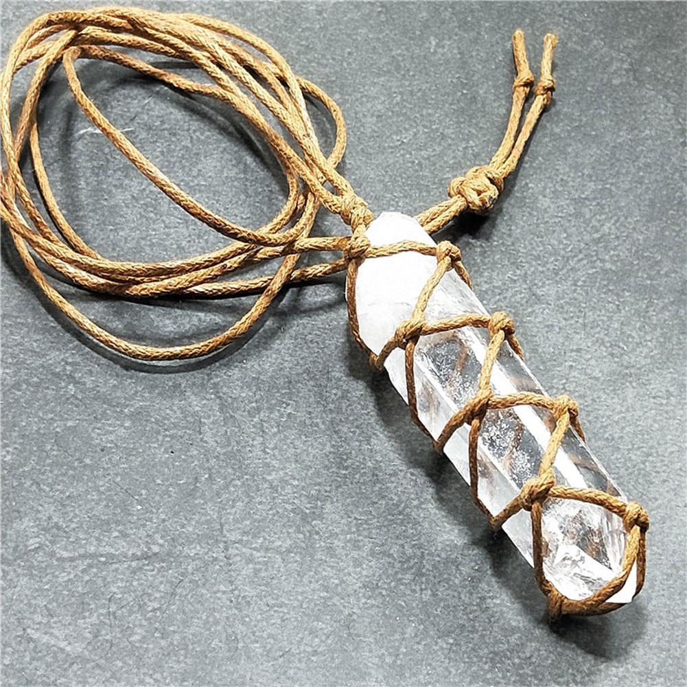 Natural White Crystal Point Pendant Necklace, Healing Stone
