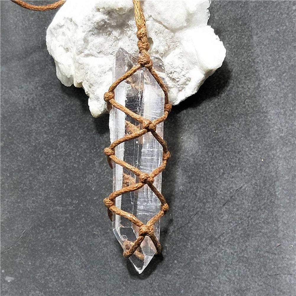 Natural White Crystal Point Pendant Necklace, Healing Stone