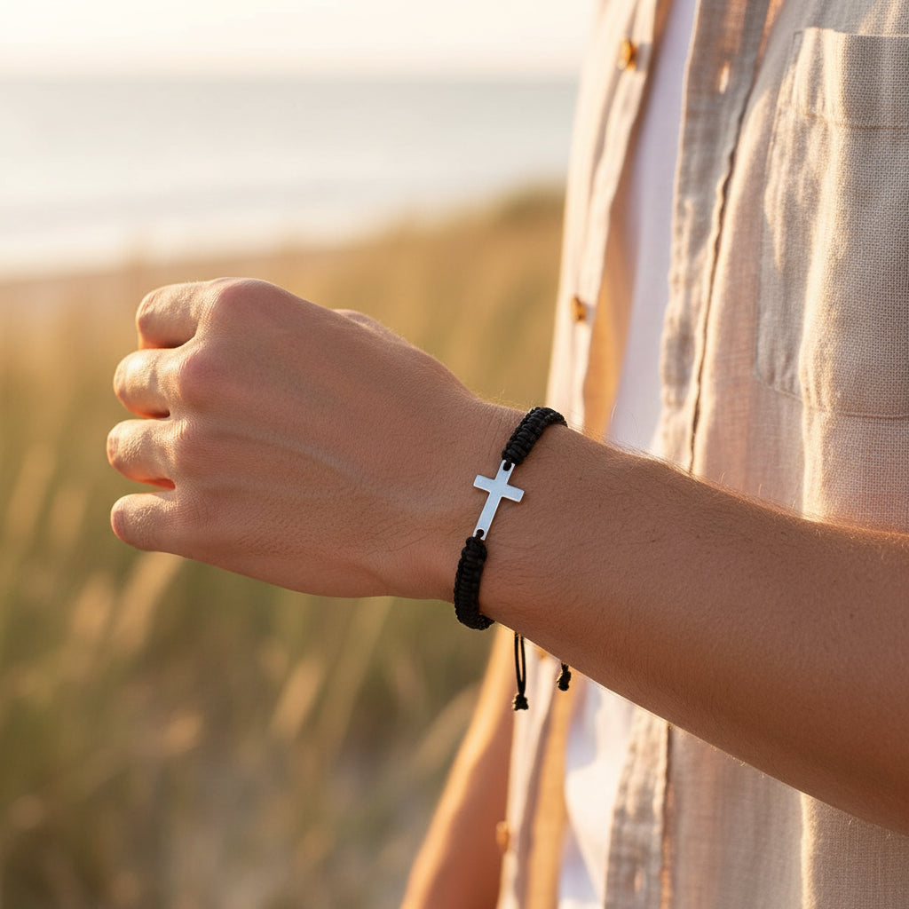 Cross Bracelet – Hand-Woven Coloured