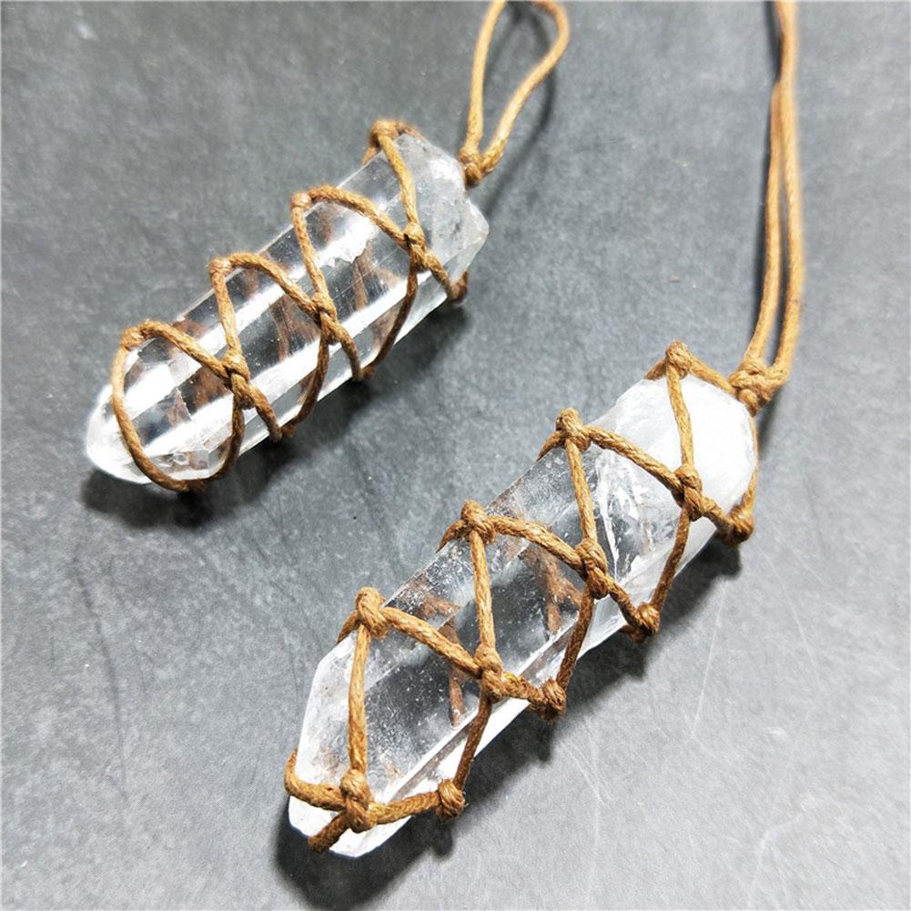 Natural White Crystal Point Pendant Necklace, Healing Stone