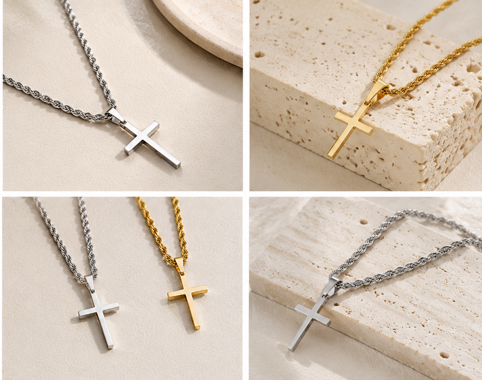 Cross Pendant Necklace – Hemp Chain