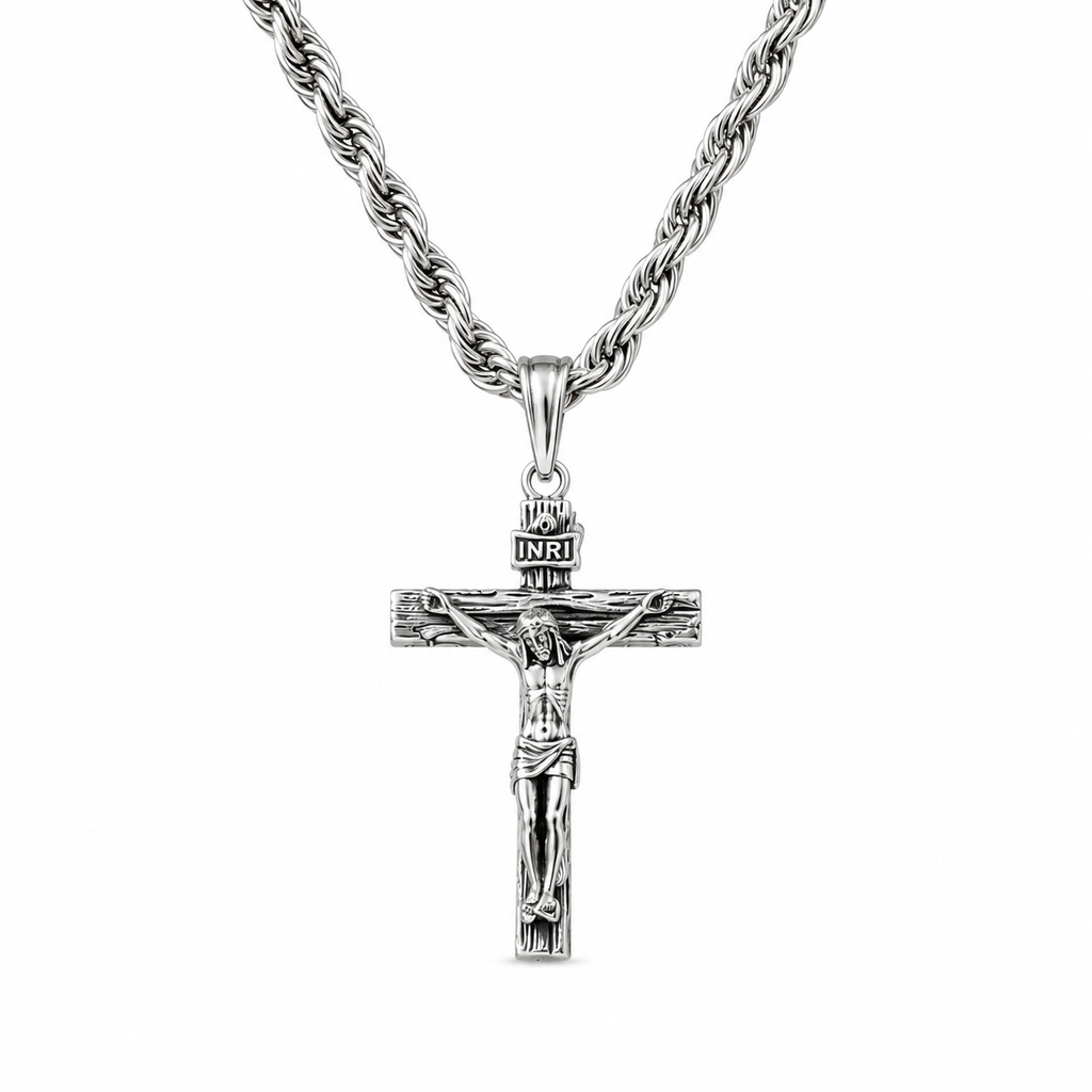 Crucifix Choker Necklace - Gold & Silver