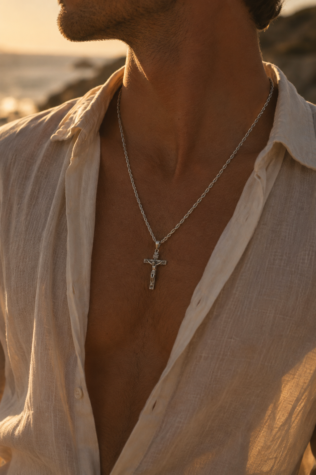 Crucifix Choker Necklace - Gold & Silver