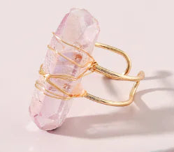Raw Quartz Adjustable Ring